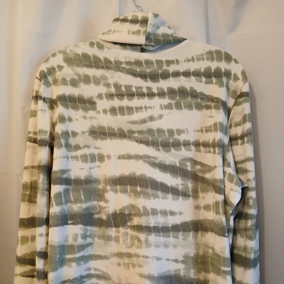 Nwt Cowl Neck Tie Dye T-shirt PL Army green white Long Sleeve Soft TerryKnit Top - Picture 7 of 8
